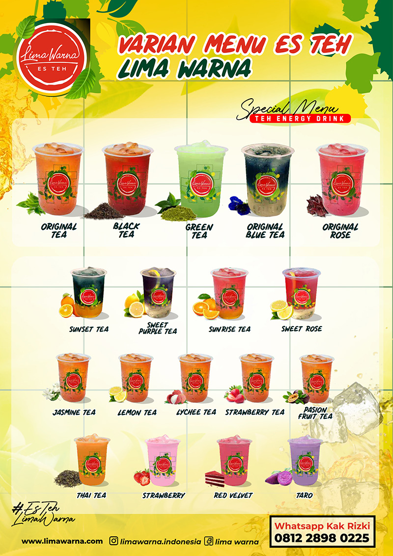 Paket bisnis Minuman es teh lima warna terlaris